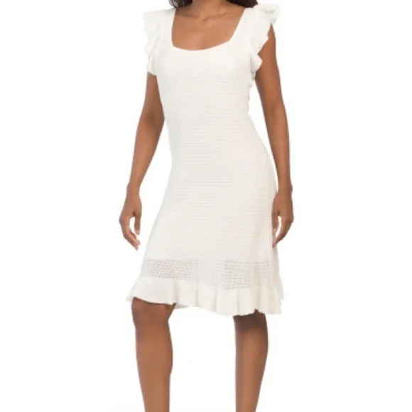 House of Harlow 1960 Cream White  Ruffle Flare Dress Women's Size S Cottagecore - Picture 2 of 10